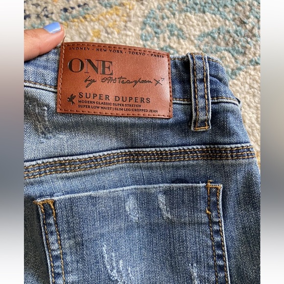 One Teaspoon Super Dupers Slim Leg Cropped Jean Super Low Waist Size 27 - Picture 7 of 9
